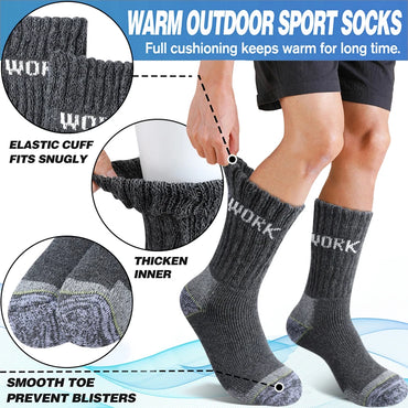 3Pairs Thicken Winter Socks for Men Thermal Soft Work Mid Calf Socks Warm Comfortable Home Socks Sports