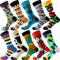 10 Pairs/Lot Funny Happy Men Socks Crew Socks Colorful Combed Cotton Christmas Rhombus Casual Fashion Autumn Big Size Men Socks