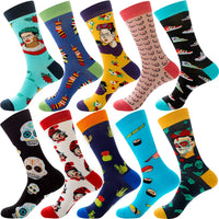 10 Pairs/Lot Funny Happy Men Socks Crew Socks Colorful Combed Cotton Christmas Rhombus Casual Fashion Autumn Big Size Men Socks