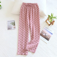 100% Cotton Home Pajama Pants Love Printing Sleep Bottoms Sleeping Lounge Pants Loose Sleep Wear Casual Women Pajama Trouser