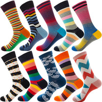 10 Pairs/Lot Funny Happy Men Socks Crew Socks Colorful Combed Cotton Christmas Rhombus Casual Fashion Autumn Big Size Men Socks