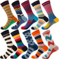 10 Pairs/Lot Funny Happy Men Socks Crew Socks Colorful Combed Cotton Christmas Rhombus Casual Fashion Autumn Big Size Men Socks