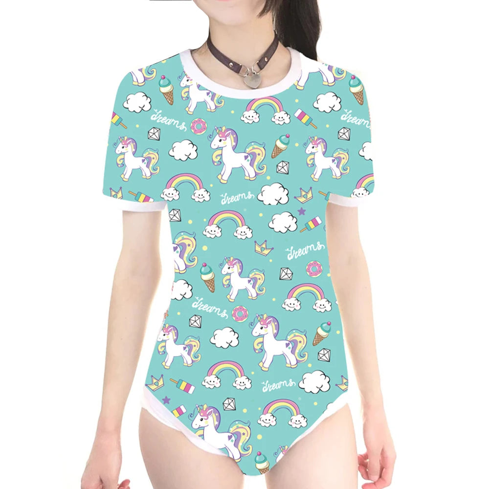 Adult Baby Oneise Snap Crotch Romper ABDL Diaper  Onesie Pajamas