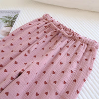 100% Cotton Home Pajama Pants Love Printing Sleep Bottoms Sleeping Lounge Pants Loose Sleep Wear Casual Women Pajama Trouser