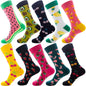 10 Pairs/Lot Funny Happy Men Socks Crew Socks Colorful Combed Cotton Christmas Rhombus Casual Fashion Autumn Big Size Men Socks