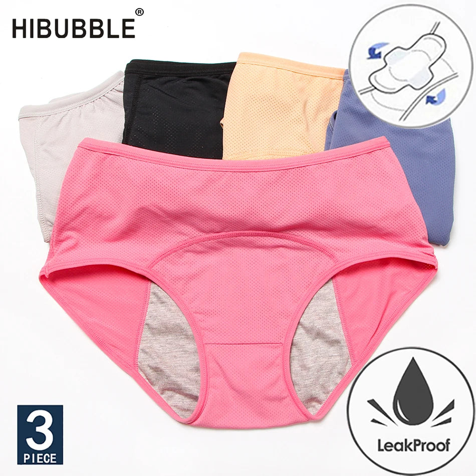 3pcs Menstrual Panties Physiological Pants Leak Proof Women Underwear Period Mesh Breathable Briefs Plus Size Underwear L-8XL