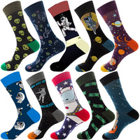 10 Pairs/Lot Funny Happy Men Socks Crew Socks Colorful Combed Cotton Christmas Rhombus Casual Fashion Autumn Big Size Men Socks