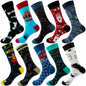 10 Pairs/Lot Funny Happy Men Socks Crew Socks Colorful Combed Cotton Christmas Rhombus Casual Fashion Autumn Big Size Men Socks