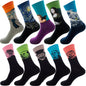 10 Pairs/Lot Funny Happy Men Socks Crew Socks Colorful Combed Cotton Christmas Rhombus Casual Fashion Autumn Big Size Men Socks