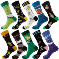 10 Pairs/Lot Funny Happy Men Socks Crew Socks Colorful Combed Cotton Christmas Rhombus Casual Fashion Autumn Big Size Men Socks