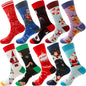 10 Pairs/Lot Funny Happy Men Socks Crew Socks Colorful Combed Cotton Christmas Rhombus Casual Fashion Autumn Big Size Men Socks