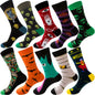 10 Pairs/Lot Funny Happy Men Socks Crew Socks Colorful Combed Cotton Christmas Rhombus Casual Fashion Autumn Big Size Men Socks