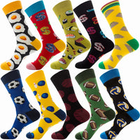 10 Pairs/Lot Funny Happy Men Socks Crew Socks Colorful Combed Cotton Christmas Rhombus Casual Fashion Autumn Big Size Men Socks