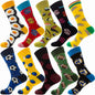 10 Pairs/Lot Funny Happy Men Socks Crew Socks Colorful Combed Cotton Christmas Rhombus Casual Fashion Autumn Big Size Men Socks