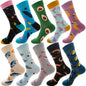 10 Pairs/Lot Funny Happy Men Socks Crew Socks Colorful Combed Cotton Christmas Rhombus Casual Fashion Autumn Big Size Men Socks