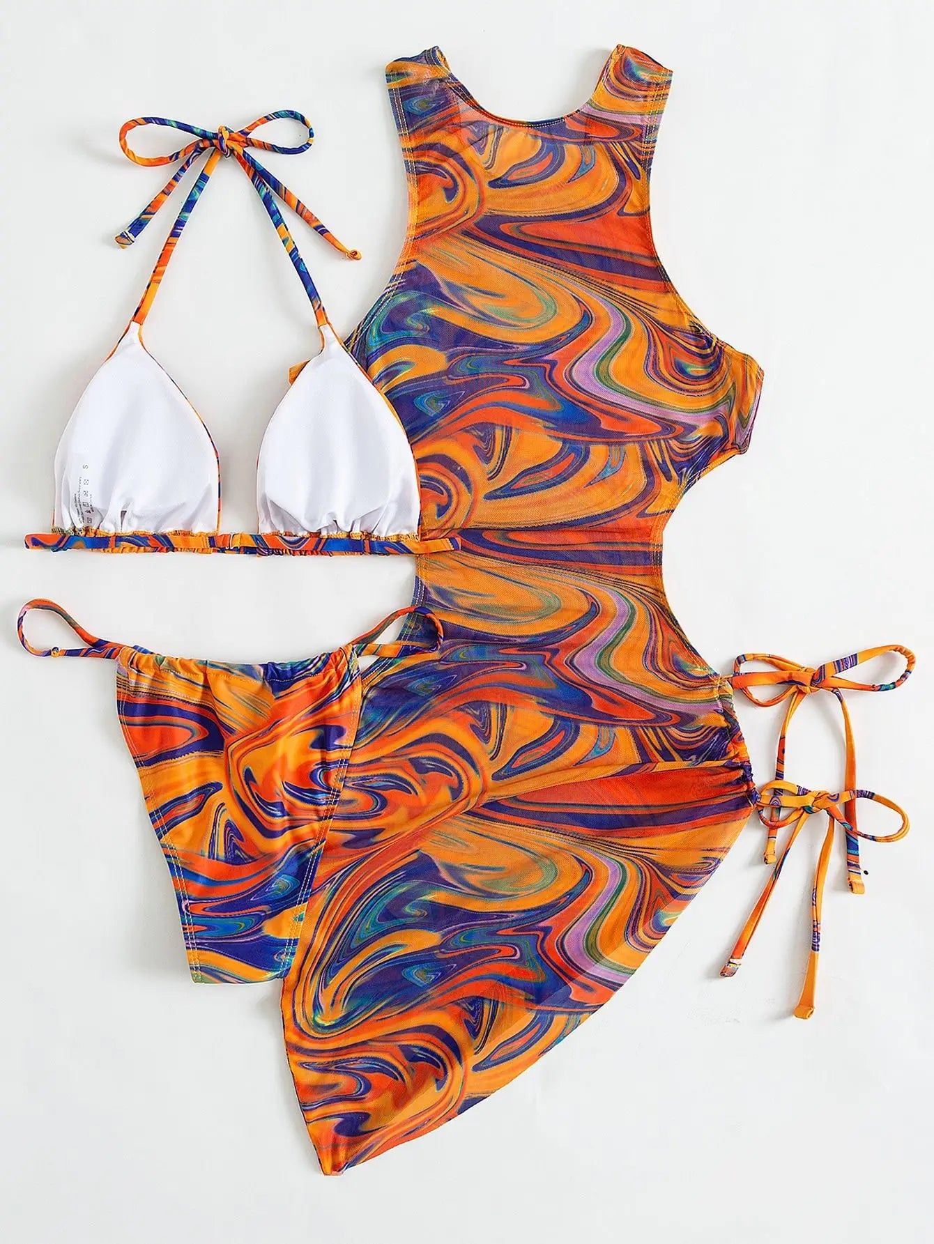 3 Pieces Bikini Set Women Leopard Halter Sexy Swimsuit 2026 Bikinis With Beach Cover Up Swimwear Backless Bandage Bathing Suit