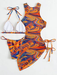 3 Pieces Bikini Set Women Leopard Halter Sexy Swimsuit 2026 Bikinis With Beach Cover Up Swimwear Backless Bandage Bathing Suit