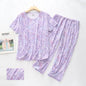 Pajama Sets for Women Summer Short Sleeve Plus Size Lightweight Sleepwear Suit Cute Fresh Homewear 2pcs Suits