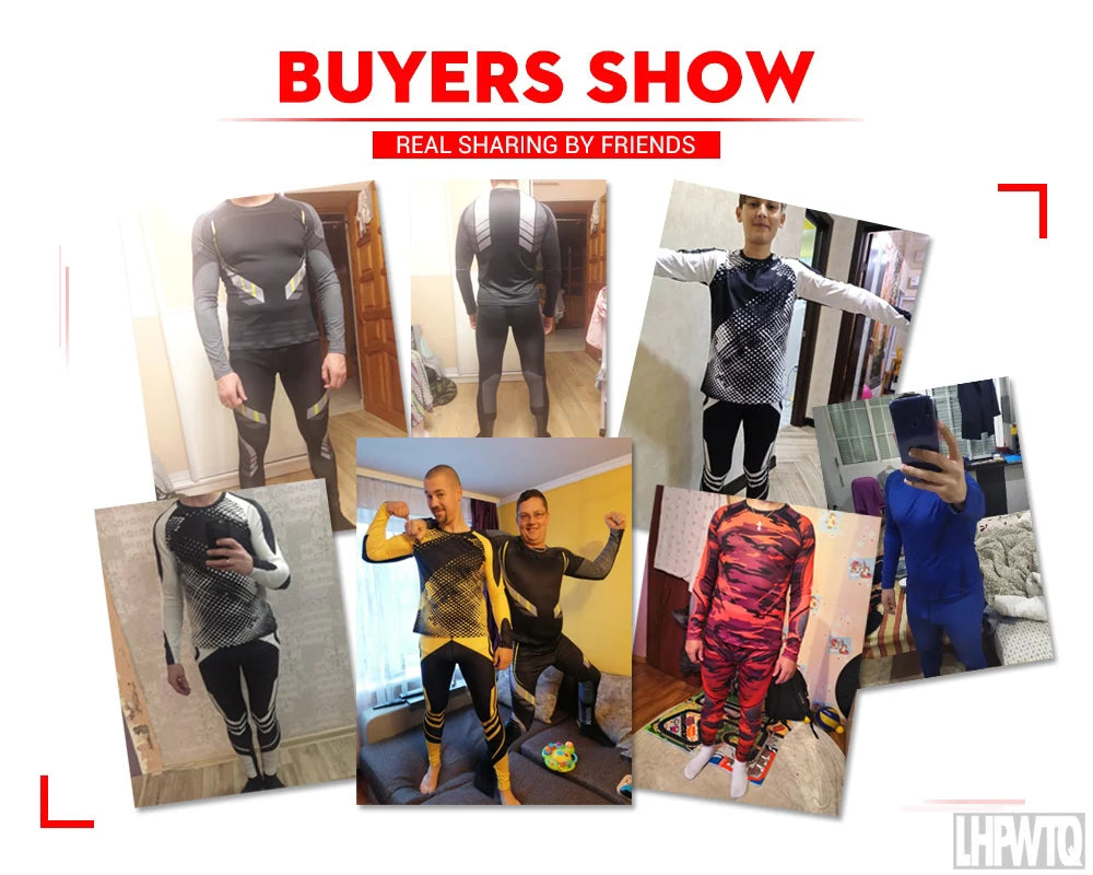 Men's Compression Sports Thermal Underwear Men Clothing Winter Sports Rashgard Track Suit Gym Bodybuilding Suit Second Skin Sets