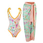 2026 New 2-Piece Women Bikini Set Bodysuit Skirt Cover Ups Sets Women Swimsuit Bandage Bathing Fashion Print Splice Beach Suit
