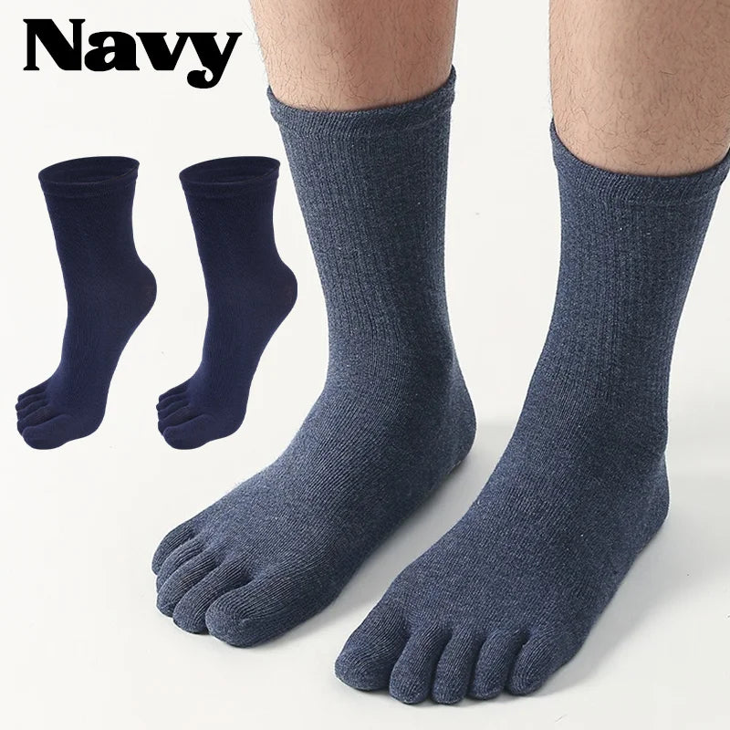 1-5Pairs Five/Two Fingers Toe Socks Breathable Autumn Socks Unisex Sports Running Absorb Sweat Antibacterial Mid-calf Socks 2025