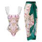 2026 New 2-Piece Women Bikini Set Bodysuit Skirt Cover Ups Sets Women Swimsuit Bandage Bathing Fashion Print Splice Beach Suit