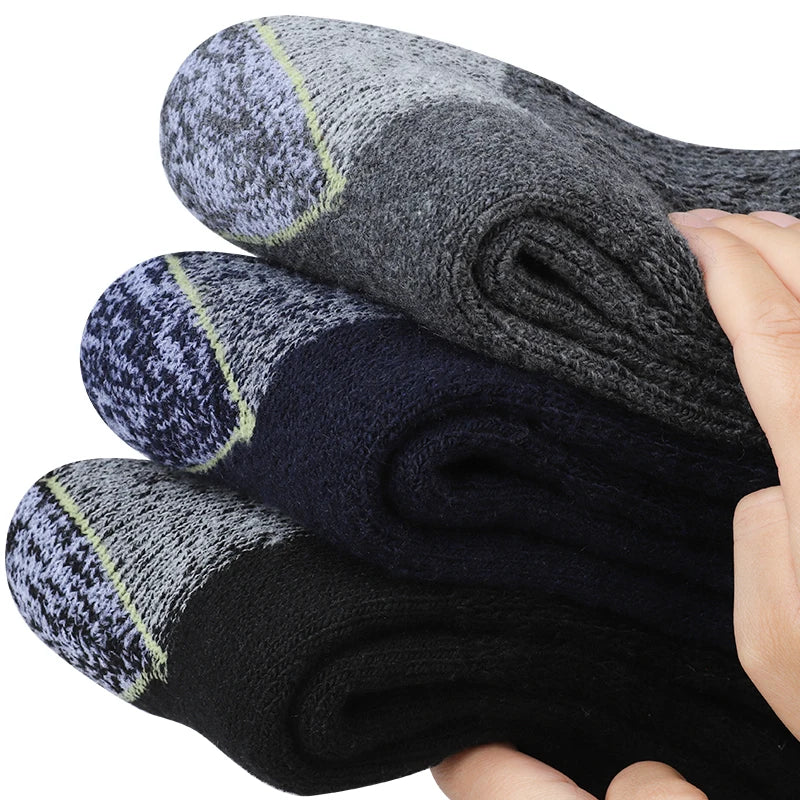 3Pairs Thicken Winter Socks for Men Thermal Soft Work Mid Calf Socks Warm Comfortable Home Socks Sports