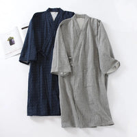 Japanese Style Cotton Men's Kimono Pajamas Robes for Spring and Summer Thin and Oversized Bathrobes Home Clothes Mens Pajamas