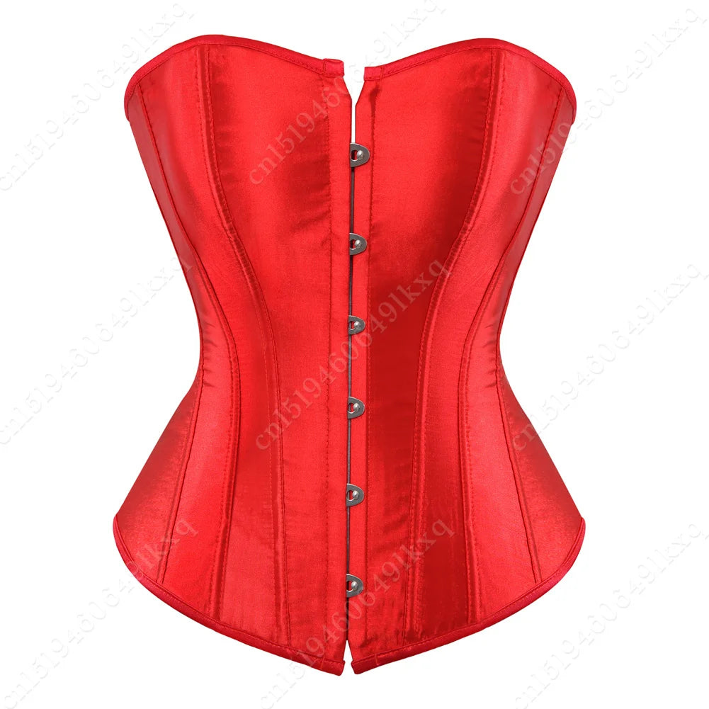 Bustier Corset Tops for Women Overbust Satin Sexy Lace Up Corset Gold Gothic Corset and Bustiers