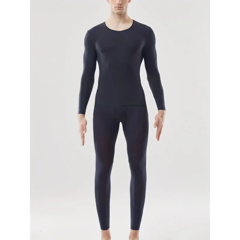 Autumn and Winter Men's Thermal Underwear Set - Semi-Transparent Comfortable Stretch Warm Top and Pants