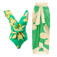 2026 New 2-Piece Women Bikini Set Bodysuit Skirt Cover Ups Sets Women Swimsuit Bandage Bathing Fashion Print Splice Beach Suit