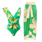 2026 New 2-Piece Women Bikini Set Bodysuit Skirt Cover Ups Sets Women Swimsuit Bandage Bathing Fashion Print Splice Beach Suit