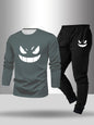 2-piece set of men's pajamas for spring summer autumn winter long sleeved pants geometric pattern base shirt home suit set