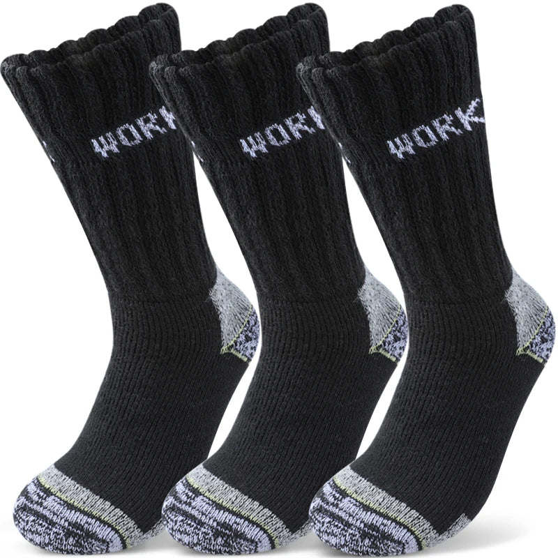 3Pairs Thicken Winter Socks for Men Thermal Soft Work Mid Calf Socks Warm Comfortable Home Socks Sports