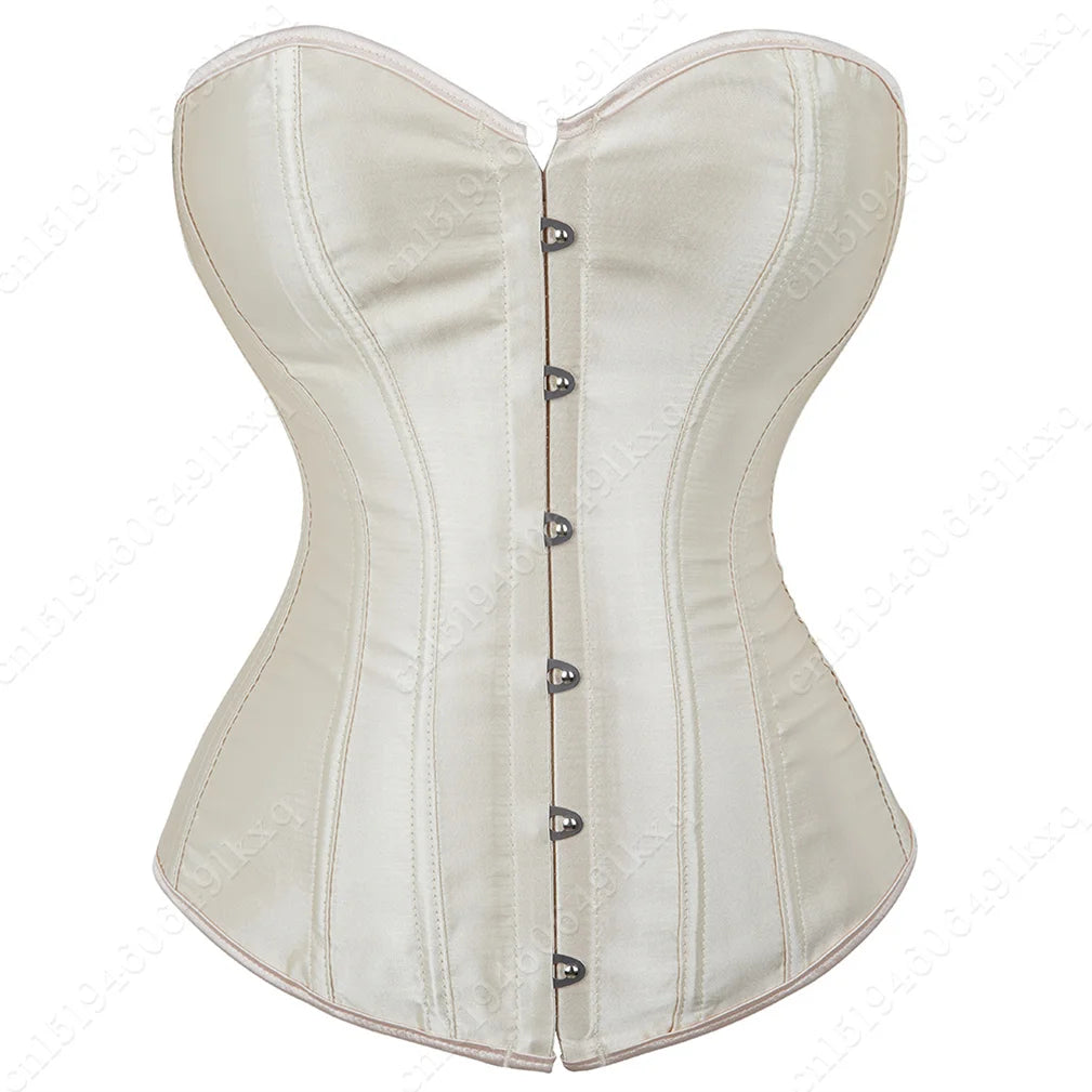 Bustier Corset Tops for Women Overbust Satin Sexy Lace Up Corset Gold Gothic Corset and Bustiers