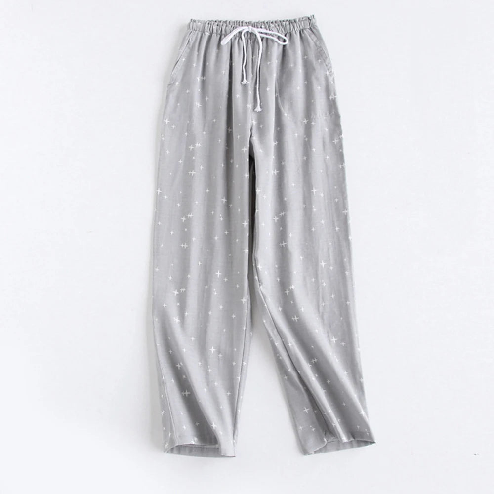 Cotton Men Pajama Pants Spring Autumn Male Trousers Home Pants Solid Casual Large Size Loose Drawstring Sleep Bottoms Sleepwear