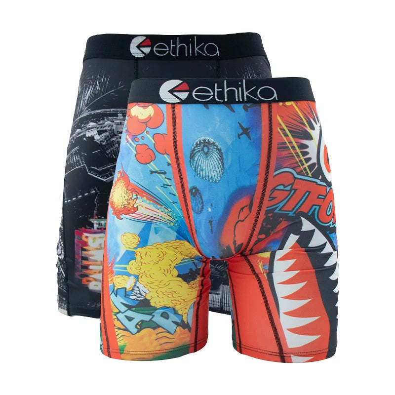 ETHIKA 2Pcs Men Boxershorts Mesh Breathable Crotch Mens Panties Men Underpants Underwear Plus Size Men's Boxers Briefs Trunks