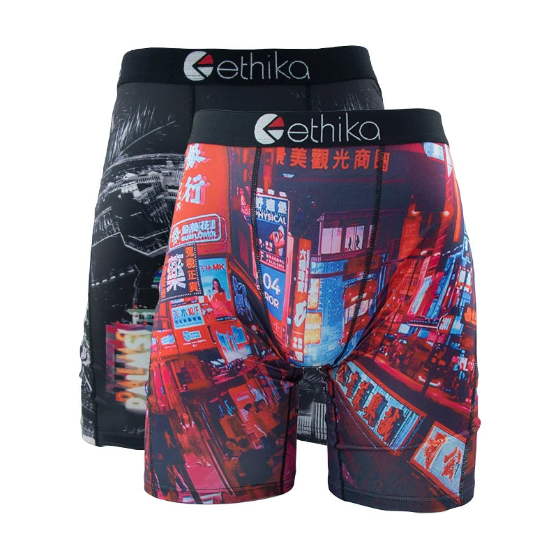 ETHIKA 2Pcs Men Boxershorts Mesh Breathable Crotch Mens Panties Men Underpants Underwear Plus Size Men's Boxers Briefs Trunks