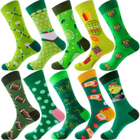 10 Pairs/Lot Funny Happy Men Socks Crew Socks Colorful Combed Cotton Christmas Rhombus Casual Fashion Autumn Big Size Men Socks