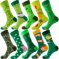 10 Pairs/Lot Funny Happy Men Socks Crew Socks Colorful Combed Cotton Christmas Rhombus Casual Fashion Autumn Big Size Men Socks