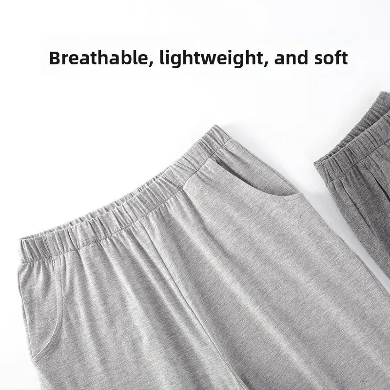 Men's Pajama Pants Modal Home Pants Thin Casual Loose Elastic Sports Morning Exercise Pants Simple Casual with Pocket Gray Soft