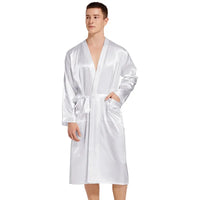 Burgundy Bridegroom Wedding Robe Long Kimono Bathrobe Gown with Pocket Belt Spring Summer Sleepwear Homewear Satin Loungewear