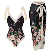 2026 New 2-Piece Women Bikini Set Bodysuit Skirt Cover Ups Sets Women Swimsuit Bandage Bathing Fashion Print Splice Beach Suit