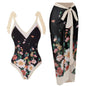 2026 New 2-Piece Women Bikini Set Bodysuit Skirt Cover Ups Sets Women Swimsuit Bandage Bathing Fashion Print Splice Beach Suit