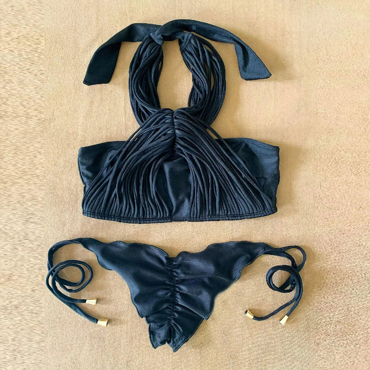 Sexy Braid Bikini Swimsuit Brazilan Bikini Set Swimwear for Women High Leg Halter Two Piece Bathing Suits Summer Female