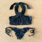 Sexy Braid Bikini Swimsuit Brazilan Bikini Set Swimwear for Women High Leg Halter Two Piece Bathing Suits Summer Female