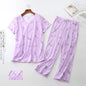 Pajama Sets for Women Summer Short Sleeve Plus Size Lightweight Sleepwear Suit Cute Fresh Homewear 2pcs Suits