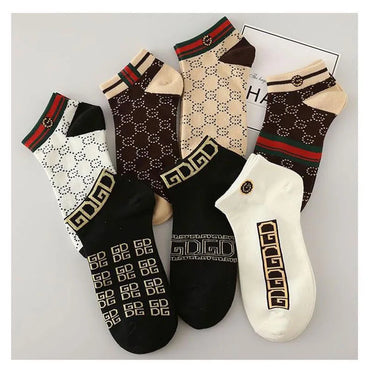 5/10/20 Pairs Winter Socks Men Short Breathable Luxury Socks Designer Brand Low-Cut Fashion Trendy Ankle Socks Geometric Pattern