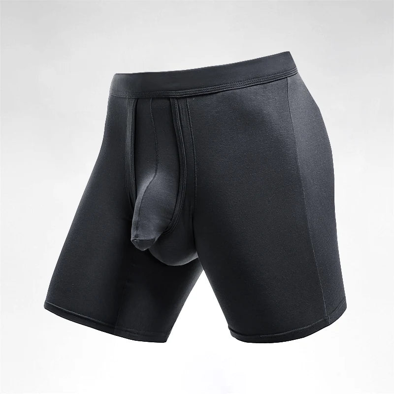 Men's extended sports underwear, men's gunball-style split four-corner anti-friction leg pants, large-sized breathable running f