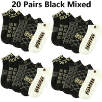 5/10/20 Pairs Winter Socks Men Short Breathable Luxury Socks Designer Brand Low-Cut Fashion Trendy Ankle Socks Geometric Pattern